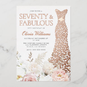 Invitation En Aluminium Soixante-dix & Fabuleux 70e Anniversaire Rose Gold