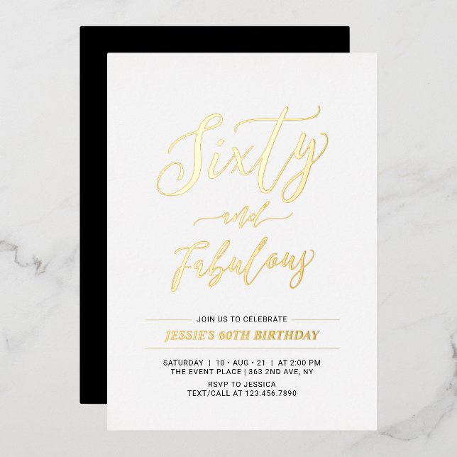 Invitation En Aluminium Soixante et fabuleux | Modern Gold 60th Birthday P (Recto/Verso)
