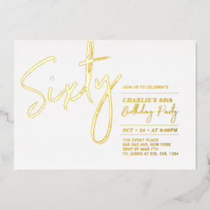 Invitation En Aluminium Soixante   Modern Lettering 60th Birthday Party