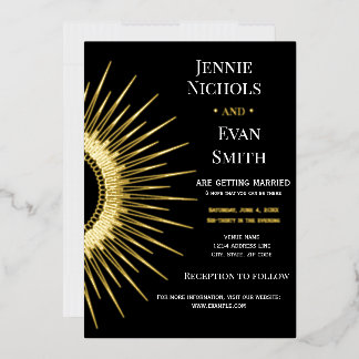 Invitation En Aluminium Soleil géométrique moderne | Mariage Arrière - pla