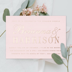 Invitation En Aluminium Son et ses Elegant Couples Douche Rose Or