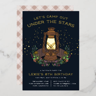 Invitation En Aluminium Sous les Étoiles Fête d'anniversaire Camping