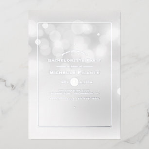 Invitation En Aluminium Sover Bokeh Bachelorette