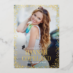 Invitation En Aluminium Sparkle Delight Foil Graduation Portrait Photo