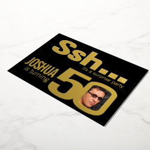 Invitation En Aluminium Ssh... Surprise 50e anniversaire fête d'or noir