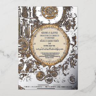 Invitation En Aluminium Steampunk Extravaganza Vintage Clockwork Mariage