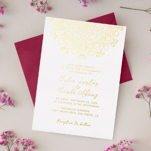 Invitation En Aluminium Style Mandala Mariage Art Déco Orné Classique