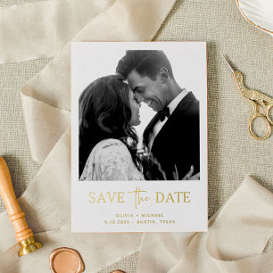 Invitation En Aluminium Style minimaliste   Une Photo Enregistrer La Date