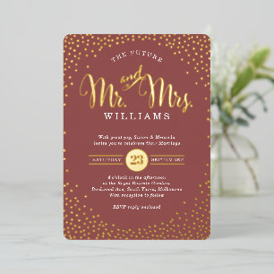 Invitation En Aluminium STYLE MODERNE MARIAGE mini confetti marsala or