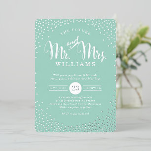 Invitation En Aluminium STYLE MODERNE MARIAGE mini confetti menthe argent