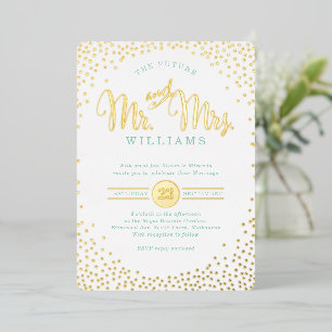 Invitation En Aluminium STYLE MODERNE MARIAGE mini confetti or menthe