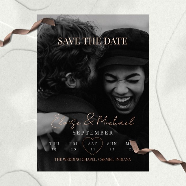 Invitation En Aluminium Stylish Calendar Photo Double-sided Save The Date (Invite guests to save the date with this Stylish Calendar Photo Double-sided Save The Date!)