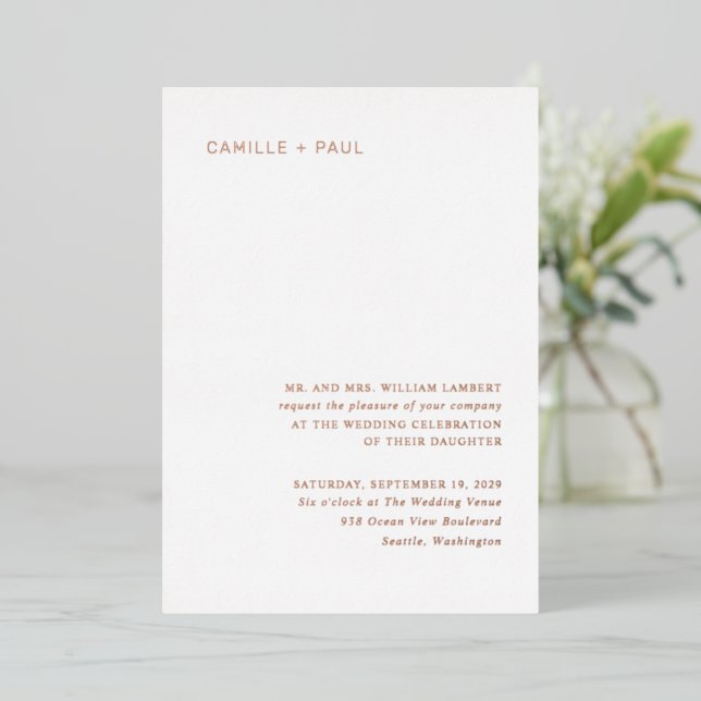 Invitation En Aluminium Stylish Minimalist Wedding (Debout devant)