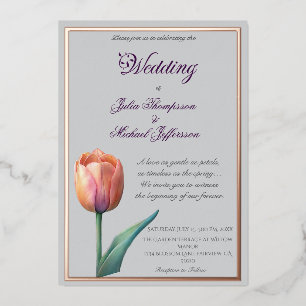 Invitation En Aluminium Suite de mariage aux tulipes pastel avec typograph
