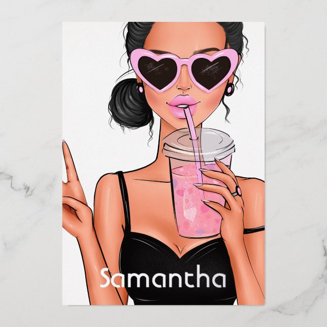 Invitation En Aluminium Summer Mood Fashion Beach Glam Lady (Recto)