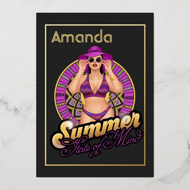 Invitation En Aluminium Summer State of Mind Beach Anniversaire Foil Inv (Recto)