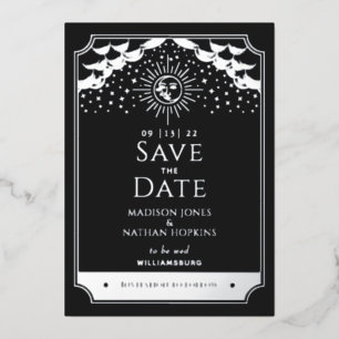 Invitation En Aluminium Sun Moon Tarot Mariage Argent Noir Enregistrer la 
