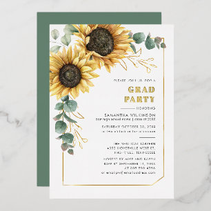 Invitation En Aluminium Sunflower Eucalyptus Graduation 2025 Party