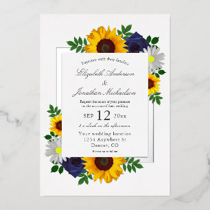Invitation En Aluminium Sunflower Rose Daisy Automne Floral Mariage