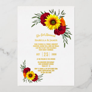 Invitation En Aluminium Sunflower Rose Gold Texte Réception de mariage