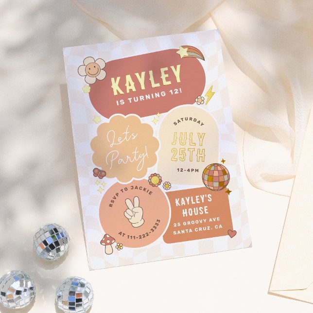 Invitation En Aluminium Super Daisy Boho Retro Faisons la fête Fille Anniv (Créateur téléchargé)