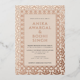 Invitation En Aluminium Superbe Mariage de cadre indien orné VRAI