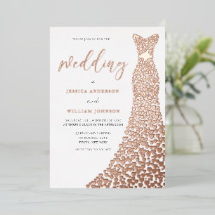Invitation En Aluminium Superbe robe Rose d'or mariage élégant