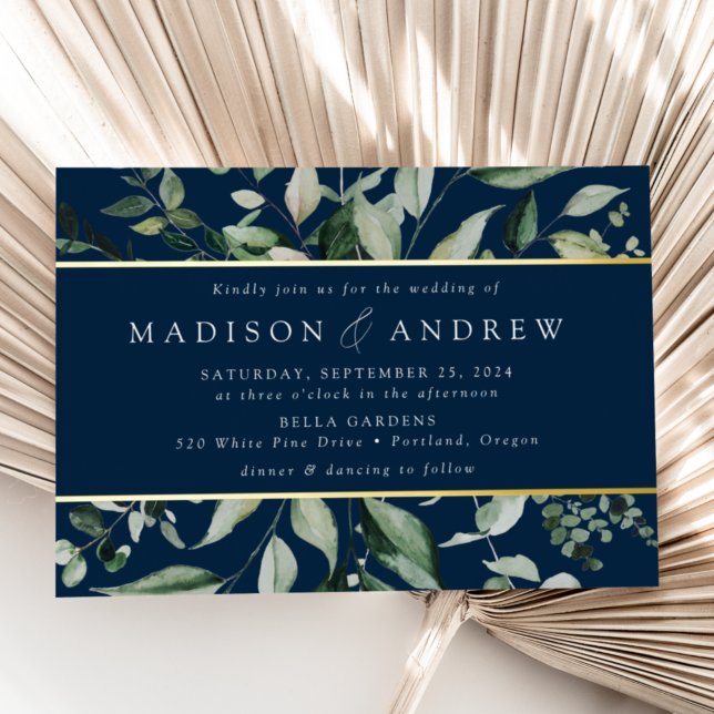 Invitation En Aluminium Superbe verdure Marine Mariage Gold (Créateur téléchargé)