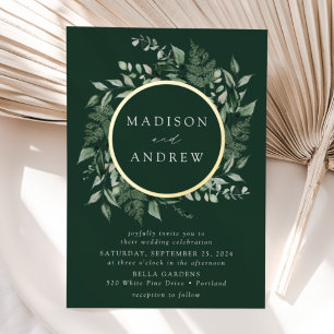 Invitation En Aluminium Superbe verdure Wreath Mariage Gold