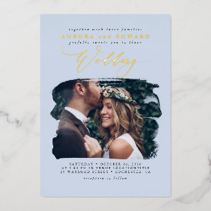 Invitation En Aluminium Superposition de photo élégante mariage bohème ble