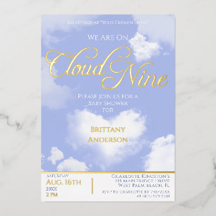 Invitation En Aluminium Sur Cloud Neuf Élégant Script Baby shower Or