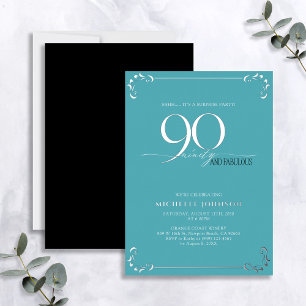 Invitation En Aluminium Surprise 90 & Anniversaire Fabuleux Turquoise & Ar