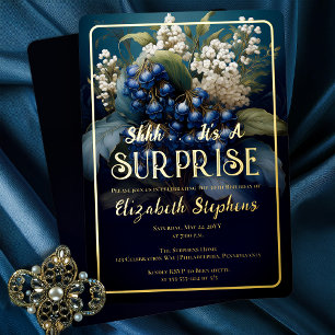 Invitation En Aluminium Surprise élégant baroque 30 ans Fleur Bleue
