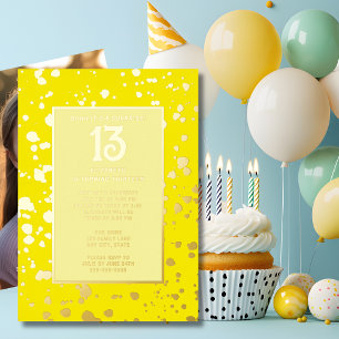Invitation En Aluminium Surprise Fête d'anniversaire 13 ans Jaune vif bril