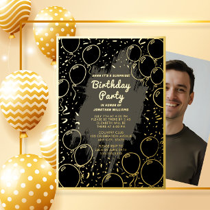 Invitation En Aluminium Surprise fête d'anniversaire Black Grey pour lui G