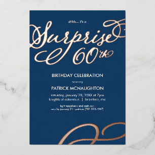 Invitation En Aluminium Surprise Party 60e anniversaire Gold Foil Invitati