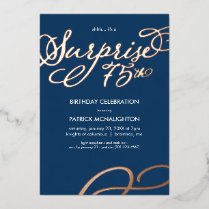 Invitation En Aluminium Surprise Party 75e anniversaire Gold Foil Invitati