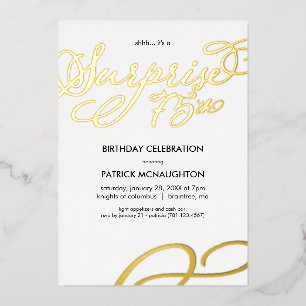 Invitation En Aluminium Surprise Party 75e anniversaire Gold Foil Invitati