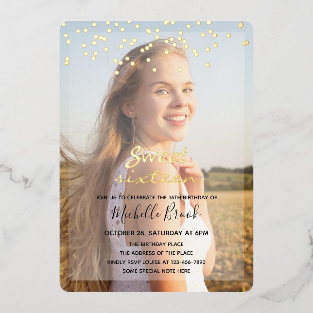 Invitation En Aluminium Sweet sixteen Girl Two Photos (Recto)