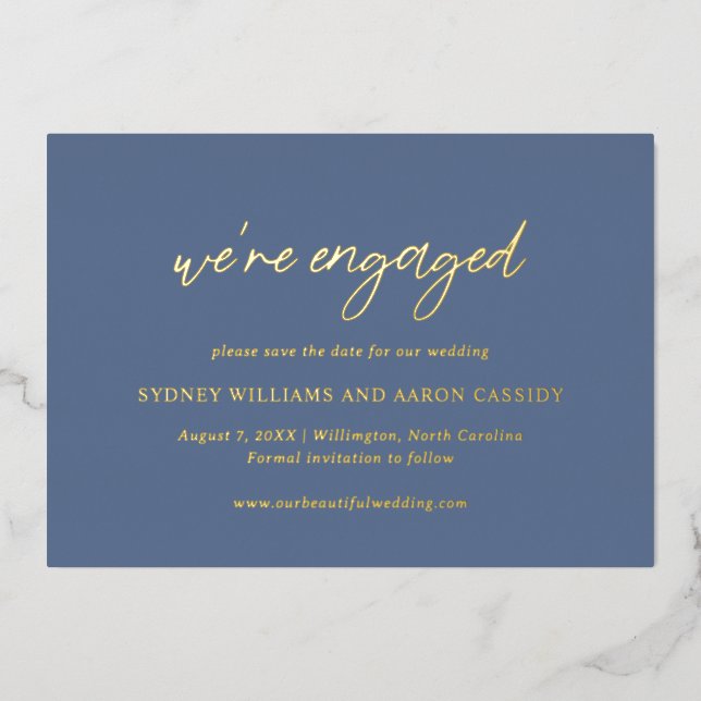 Invitation En Aluminium Sydney Dusty Blue Modern Wedding Enregistrer la da (Recto)
