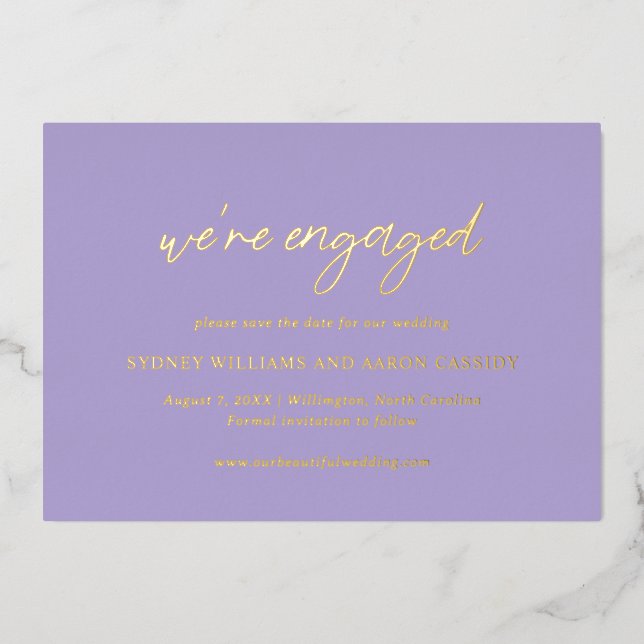 Invitation En Aluminium Sydney Lavender Modern Wedding Enregistrer la date (Recto)