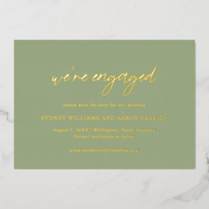 Invitation En Aluminium Sydney Sage Green Mariage moderne Enregistrer la d