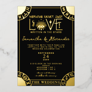 Invitation En Aluminium Symbole Tarot Zodiaque Mal Oeil Noir Mariage céles