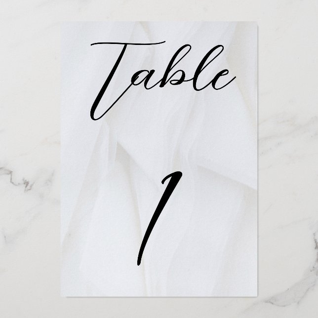 Invitation En Aluminium Table n° 1 en papier alu or rose / blanc (Recto)