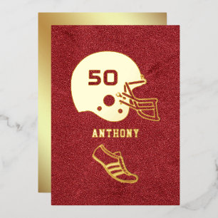 Invitation En Aluminium Tableau de craie d'anniversaire de football rouge