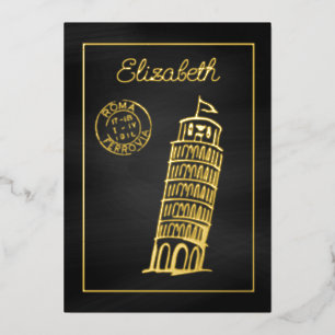 Invitation En Aluminium Tableau de mariage italien noir et or avec vin