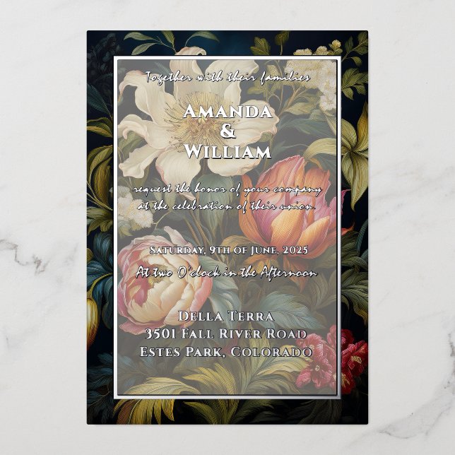 Invitation En Aluminium Tableau Floral Hollandais 17ème 18ème centime. Mar (Recto)