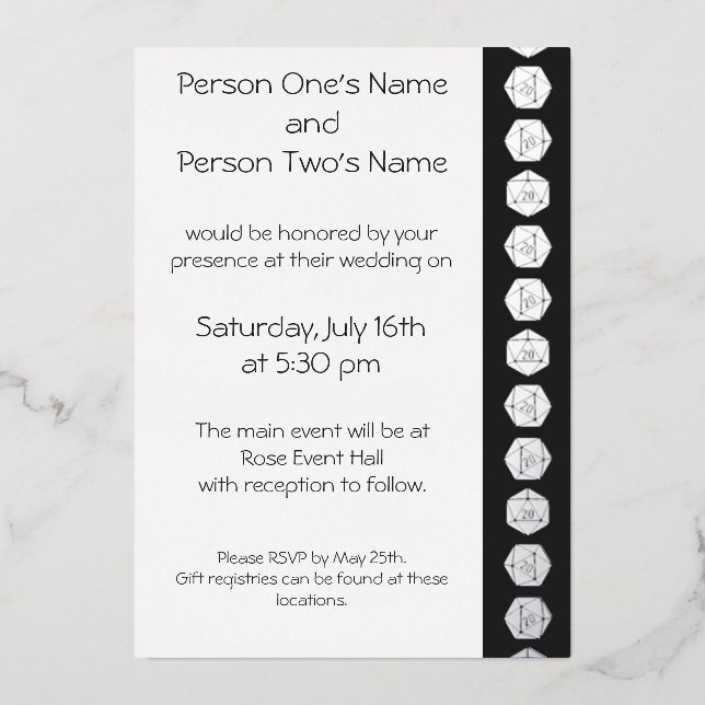 Invitation En Aluminium Tabletop Chic dans l'Invitation Black Foil (Recto)