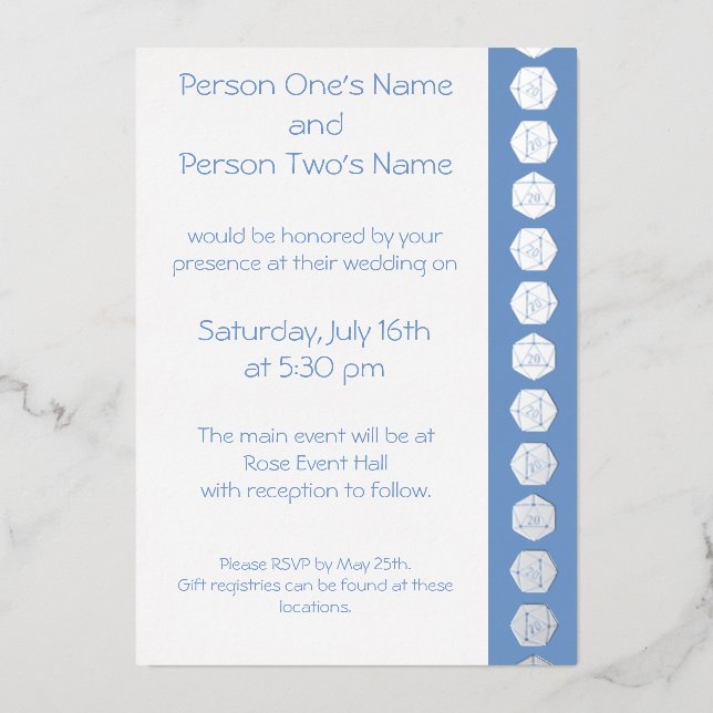 Invitation En Aluminium Tabletop Chic dans l'Invitation de Foil Periwinkle (Recto)