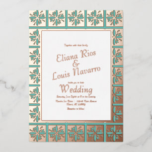 Invitation En Aluminium Talavera Mexicaine Espagnol Mariage Turquoise  